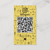 サロンInstagram黄色 |ソーシャルメディアQRコード 名刺 (裏面)