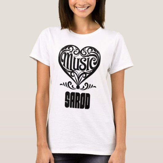 サロード愛好家のための優雅なスクロールハート Tシャツ (正面)