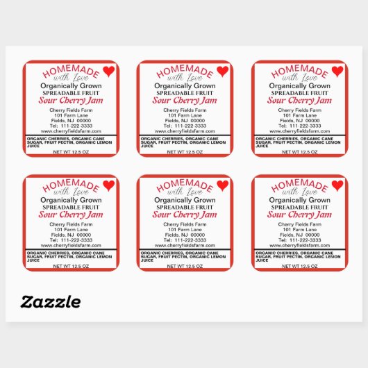 サワーオーガニックさくらんぼジャムカニング名 スクエアシール (シート)