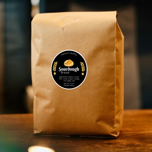 サワードパン具材ブラックミニマリスト ラウンドシール