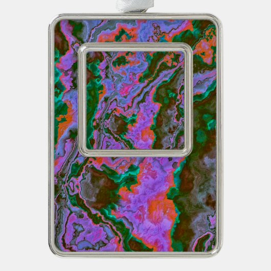 サワーマーブルクリスマスの飾り シルバープレートフレームオーナメント (正面)