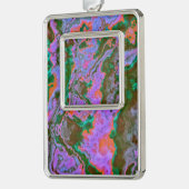 サワーマーブルクリスマスの飾り シルバープレートフレームオーナメント (左)