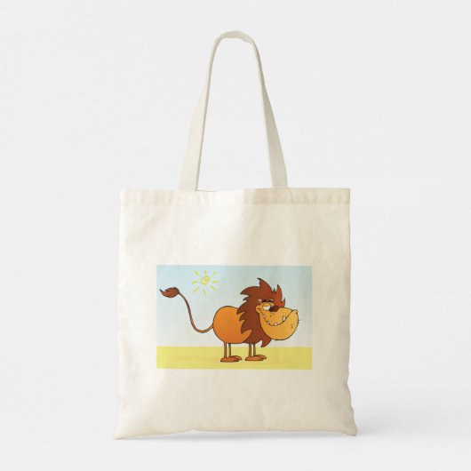 サンおもしろいサファリの動物の漫画のライオン トートバッグ (裏面)