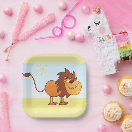 サンおもしろいサファリの動物の漫画のライオン ペーパープレート (パーティー)