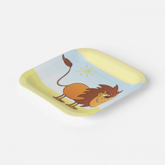 サンおもしろいサファリの動物の漫画のライオン ペーパープレート (傾斜あり)