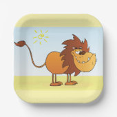 サンおもしろいサファリの動物の漫画のライオン ペーパープレート (正面)