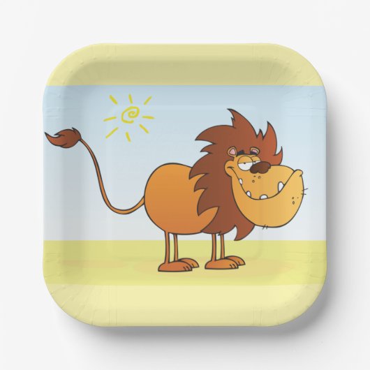 サンおもしろいサファリの動物の漫画のライオン ペーパープレート (正面)