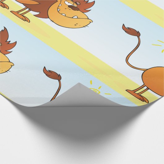 サンおもしろいサファリの動物の漫画のライオン ラッピングペーパー (角)