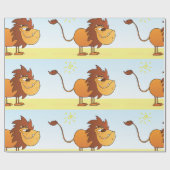 サンおもしろいサファリの動物の漫画のライオン ラッピングペーパー (フラット)