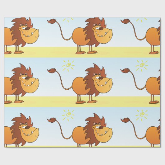 サンおもしろいサファリの動物の漫画のライオン ラッピングペーパー (フラット)