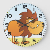 サンおもしろいサファリの動物の漫画のライオン ラージ壁時計 (正面)