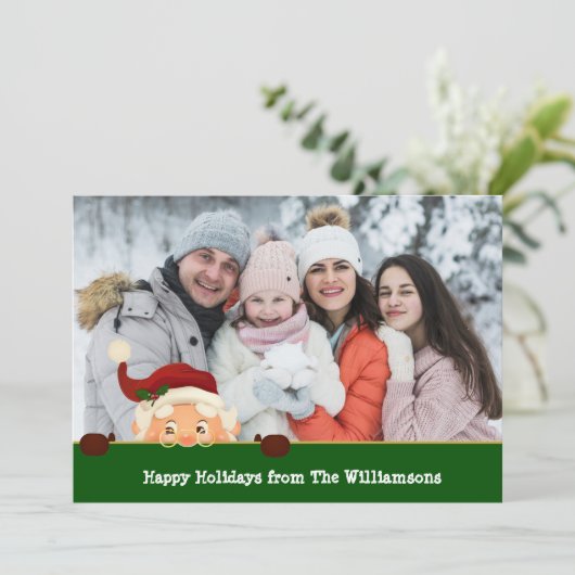 サンおもしろいタ写真爆弾緑色のバンドのクリスマス写真 シーズンカード (スタンド正面)