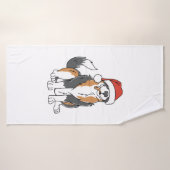 サンおもしろいタHのオーストラリア羊飼いクリスマスドッグ バスタオル (バスタオル)