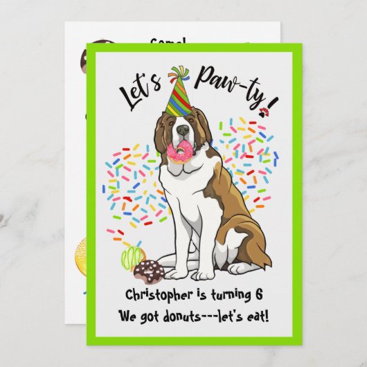 サンおもしろいベルナルドナスバースデーパーティー 招待状 (正面/裏面)