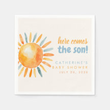 サンがいらっしゃる Boho ベビーシャワーの紙ナプキン
