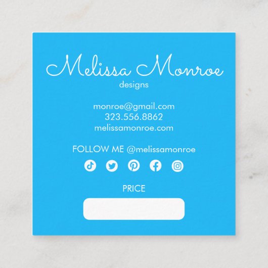 サンきらめく魅力的カラフルカスタムつるラベル スクエア名刺 (裏面)