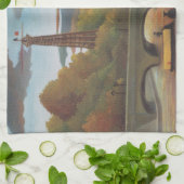 サンとエッフェル塔の夕日 by アンリ・ルソー キッチンタオル (折り畳み)