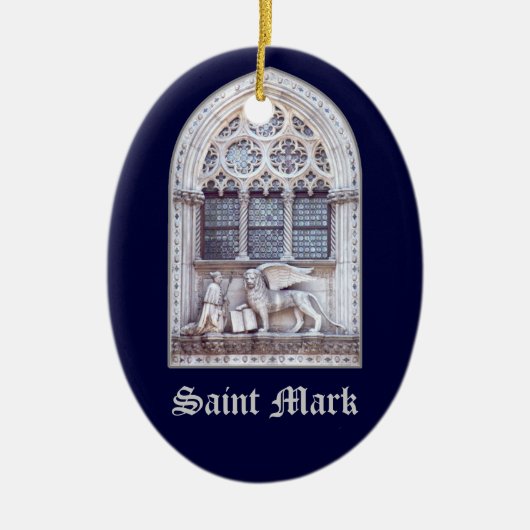 サンのMarcoによって飛ぶライオンのステンドグラス窓 セラミックオーナメント (正面)