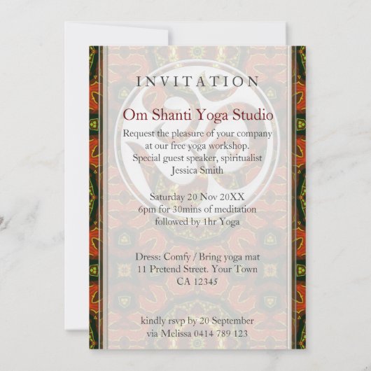 サンろうけつ染めアースヨガワークショップ招待状 招待状 (裏面)