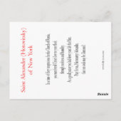 サンアレクサンダーフォトビツキー祈りの言葉カード ポストカード (裏面)