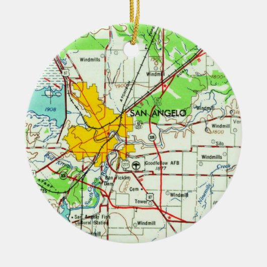 サンアンジェロヴィンテージの地図 セラミックオーナメント (正面)