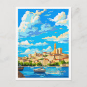 サンアントニオスペインアートヴィンテージ旅行イラストレーション ポストカード (正面)