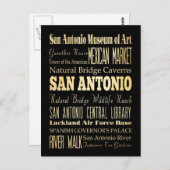 サンアントニオテキサス州シティ州タイポグラフィアート ポストカード (正面/裏面)
