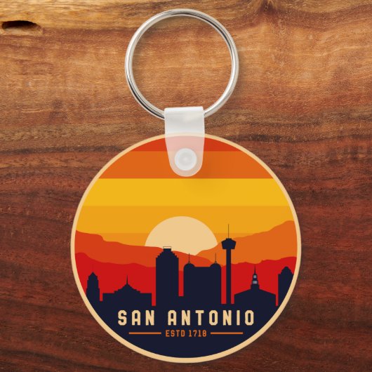 サンアントニオテキサス州スカイライン街並みのお土産 キーホルダー (正面)