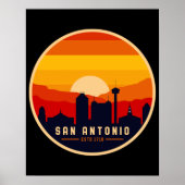 サンアントニオテキサス州スカイライン街並みのお土産 ポスター (正面)