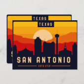 サンアントニオテキサス州スカイライン街並みのお土産 ポストカード (正面/裏面)