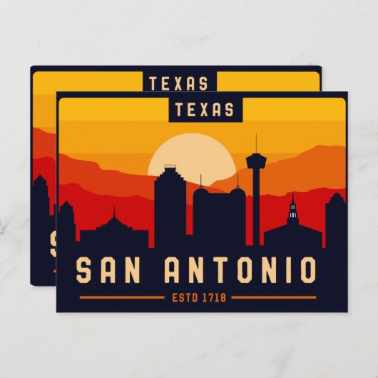サンアントニオテキサス州スカイライン街並みのお土産 ポストカード (正面/裏面)