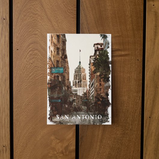 サンアントニオテキサス州ヴィンテージシティトラベルウォーター色 ポストカード