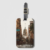 サンアントニオテキサス州ヴィンテージシティトラベルウォーター色 ラゲッジタグ (正面縦)