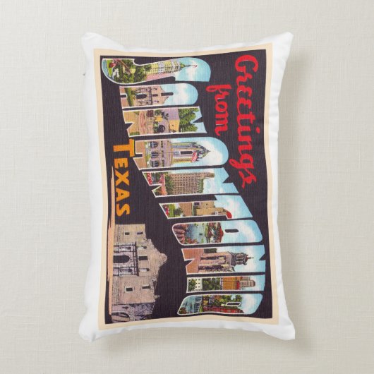 サンアントニオテキサス州TXヴィンテージ大文字はがき アクセントクッション (正面(垂直))