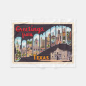 サンアントニオテキサス州TXヴィンテージ大文字はがき フリースブランケット (正面(横))