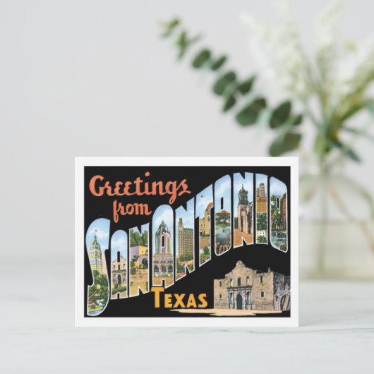 サンアントニオテキサス州US Cityからの挨拶 ポストカード (スタンド正面)