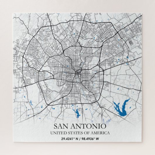 サンアントニオテキサス州USAシティトラベルシティマップ ジグソーパズル (縦)