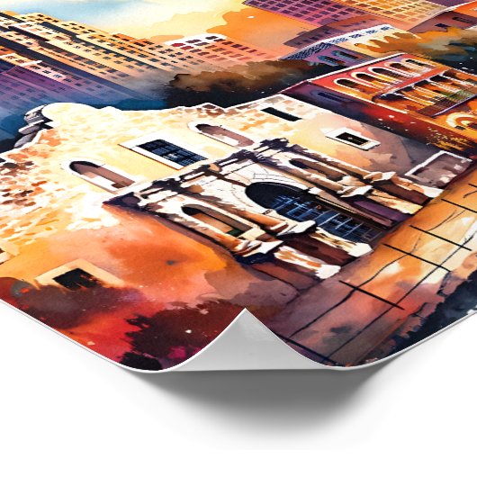 サンアントニオテキサス州USAトラベルプレースウォーター色 ポスター (角)