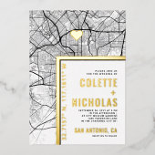 サンアントニオラブロケーター |シティテーマ結婚の 箔招待状 (正面)