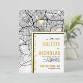 サンアントニオラブロケーター |シティテーマ結婚の 箔招待状 (立ち正面)