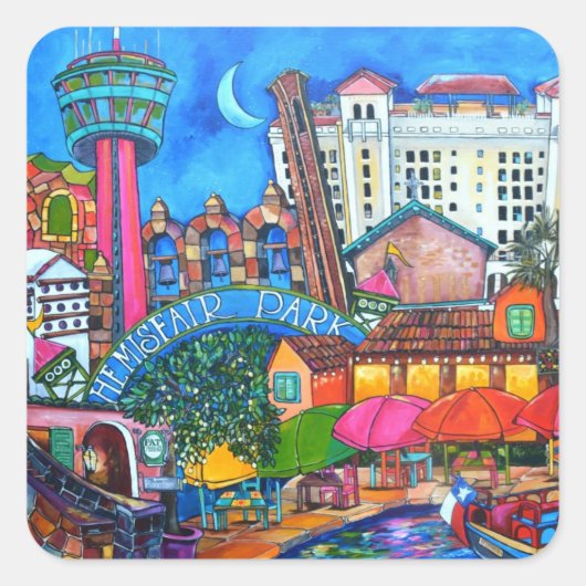 サンアントニオリバーウォークステッカー スクエアシール (正面)