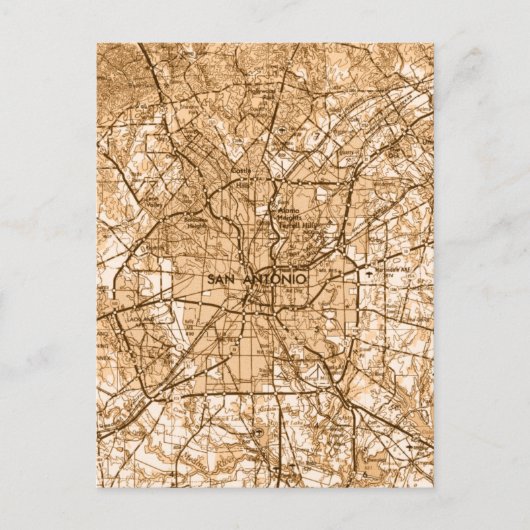 サンアントニオヴィンテージの地図 ポストカード (正面)