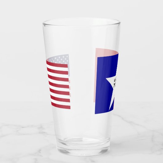 サンアントニオ国旗を持つ愛国的なガラス杯 タンブラーグラス (右)