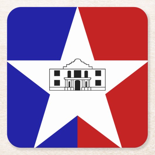 サンアントニオ国旗、テキサス州スクエア紙コースター スクエアペーパーコースター (正面)
