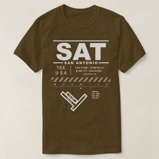 サンアントニオ国際的エアポートSATティーシャツ Tシャツ (デザイン正面)