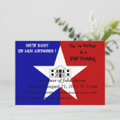 サンアントニオ州旗とベビーシャワー招待状 招待状 (スタンド正面)