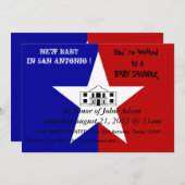 サンアントニオ州旗とベビーシャワー招待状 招待状 (正面/裏面)