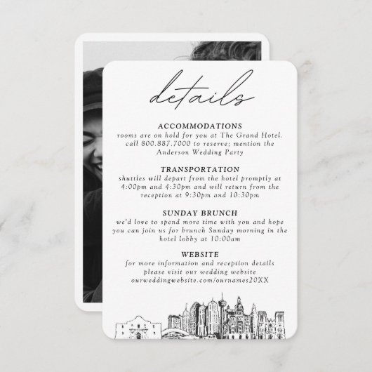 サンアントニオ結婚の詳細エンクロージャカード エンクロージャーカード (正面/裏面)