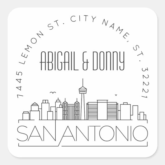 サンアントニオ結婚ズ |事前にアドレス指定された封筒用シール スクエアシール (正面)