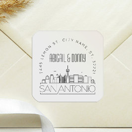 サンアントニオ結婚ズ |事前にアドレス指定された封筒用シール スクエアシール